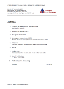 Agenda Bouwen met Boumas Stichtingsvergadering